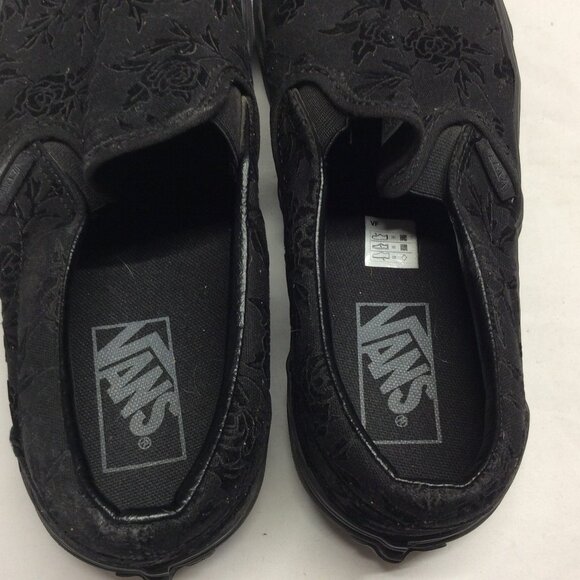 Vans Women’s Size 9 Black Velvet Rose Classic Slip On Sneakers - Picture 8 of 9